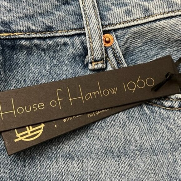 House of Harlow 1960 Super High Rise Straight Leg Jeans Split Hem Size 32 - Picture 6 of 7